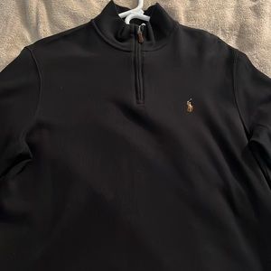 Polo Ralph Lauren 1/4 Estate Rib (M) NWOT. Black W/ Brown Pulltab. Smoke Free